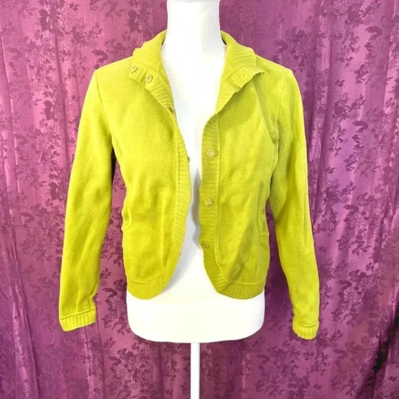 Talbots Green Button Up Knit Cardigan Size M Jacket Blazer - Picture 2 of 7
